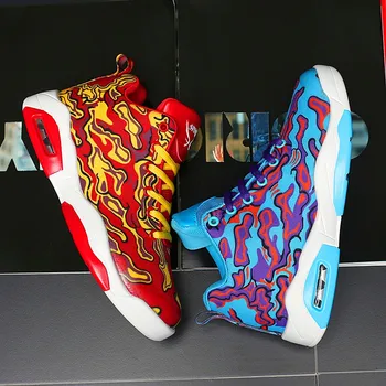 

Couple exclusive new unisex sneakers basketball shoes women vulcanized shoes colorful cloth design high elastic air cushion35-47
