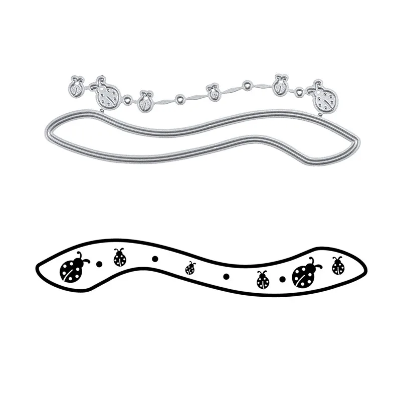 

GJCrafts Lady Bug Insect Border Metal Cutting Dies Lace Stencils DIY Scrapbooking Embossing Paper Cards Die Photo Album Making