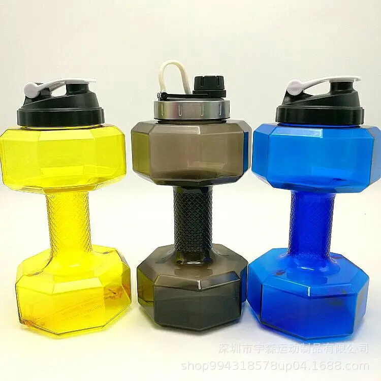 

New Style Dumbbell Cup Food Grade PETG Plastic Outdoor Sports Fitness Large Capacity 2.2L Large Water Bottle Cold Water Pot
