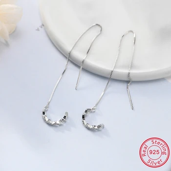 

ZEMO 11 Styles 925 Silver Long Tassel Earring For Women Girls Moon Star Design Hanging Ear Line Flower Earrings boucle d'oreill