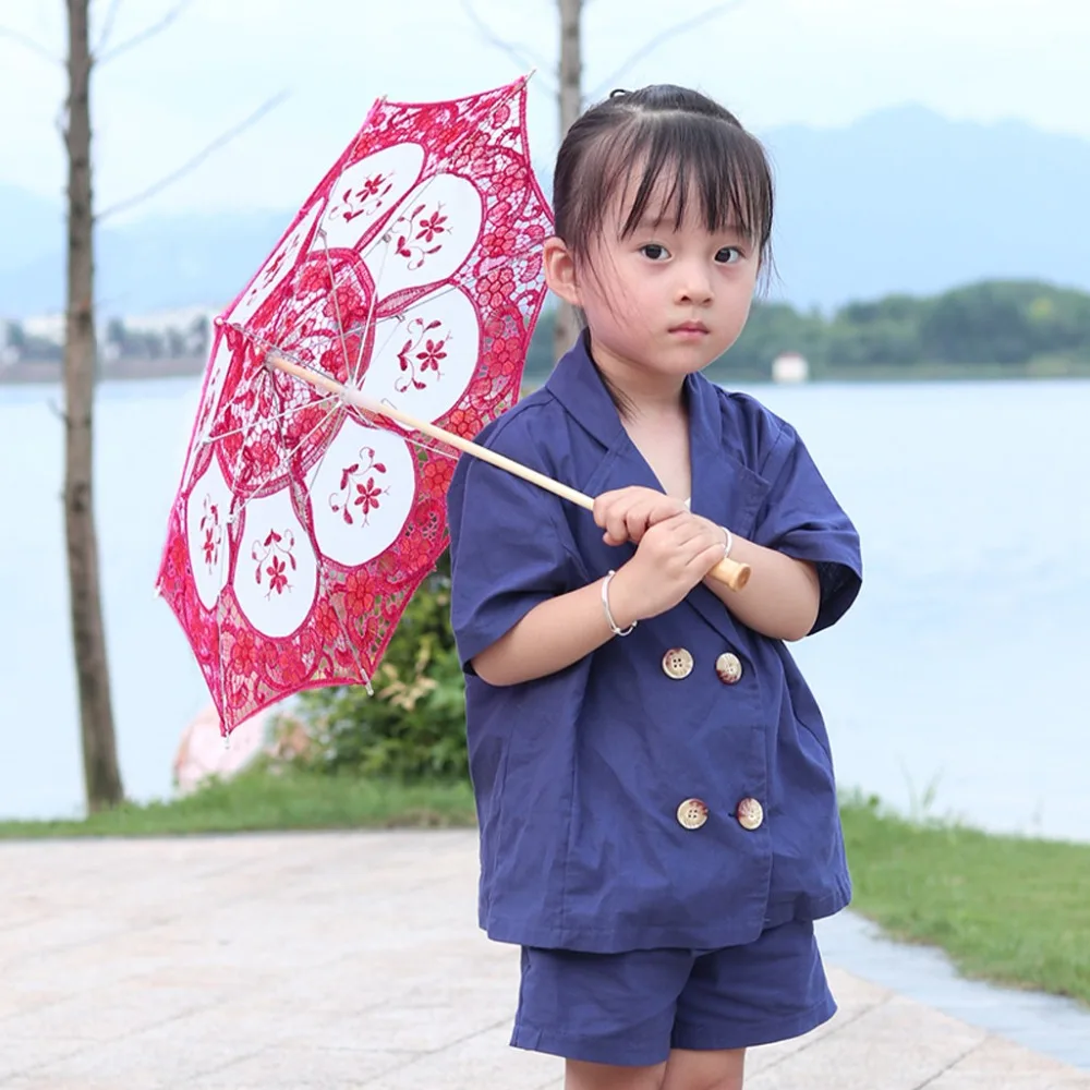 Mini Vintage Wood Embroidery Pure Cotton Lace Umbrella Wedding Umbrella So Small for Wedding Gift Photo Props Kids Gift #3B31 (3)