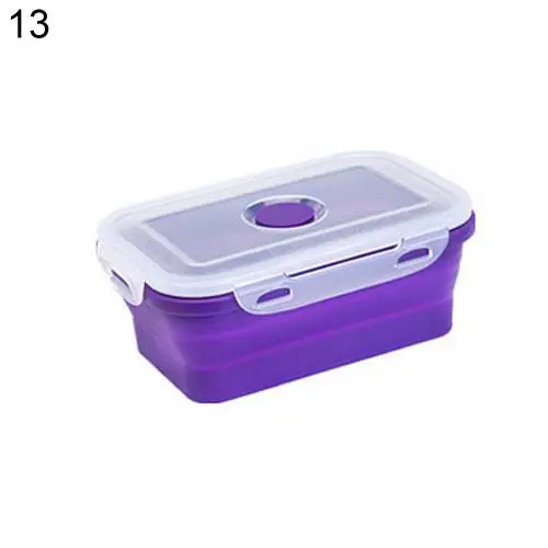 Силиконовый складной, сворачивающийся для ланча бэнто коробка чаша еда салат контейнер для хранения - Цвет: Purple 350ml