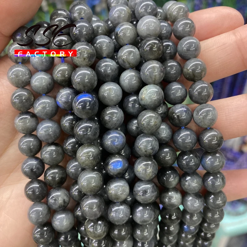 High quality Natural Spectrolite gem Stone beads black Round smooth Labradorite Loose gem Beads for Jewelry Making Bracelet gift