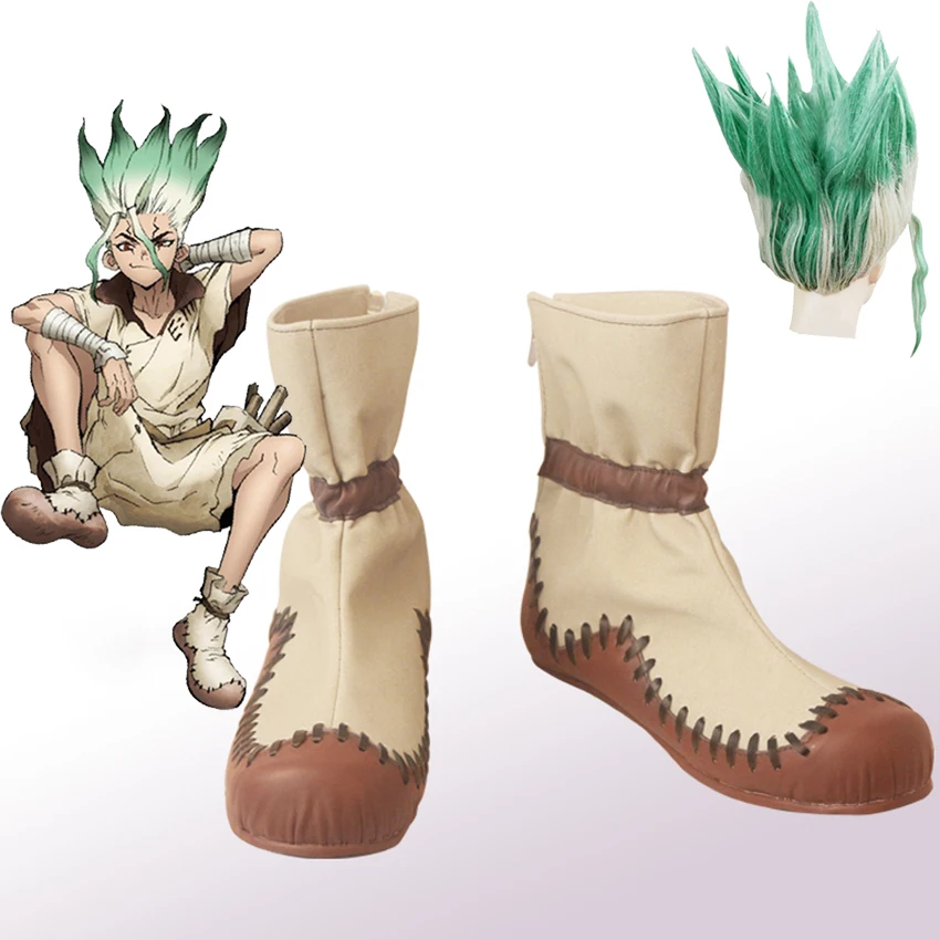 Nime Dr. Stone Senku Ishigami Cospaly/обувь для взрослых и мужчин Boots Наряд Парик Хэллоуина