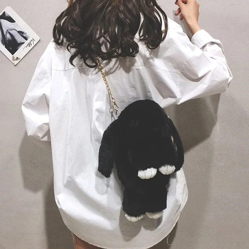 X 2019 новая стильная женская модная дизайнерская Милая Повседневная милая сумка через плечо с цепочкой, плюшевая кукла в форме кролика