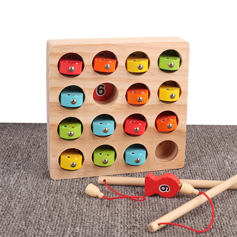 

Solid Wood with Numbers Magnetic Fishing Toys Dn11 Wooden Fish 15 Article 1 PCs with Numbers Disc Children Parent And Child Game