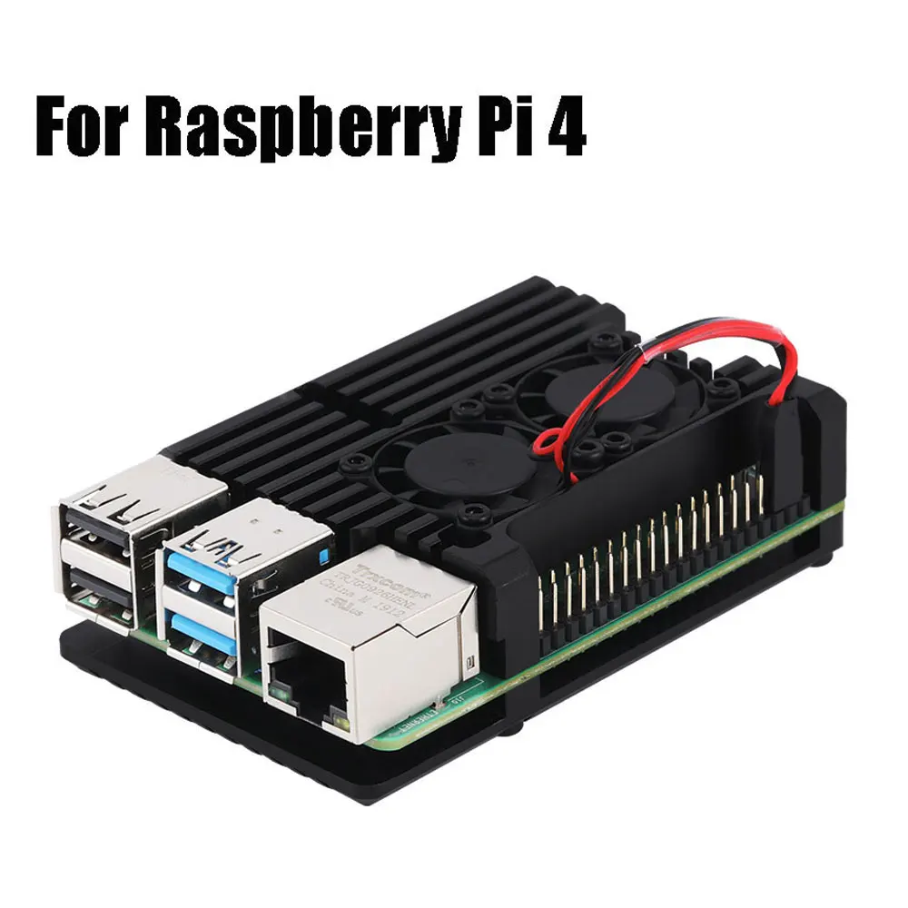 Comprar Carcasa de aluminio armadura de aleación con ventilador doble disipador térmico de refrigeración para Raspberry Pi 4 Modelo B
