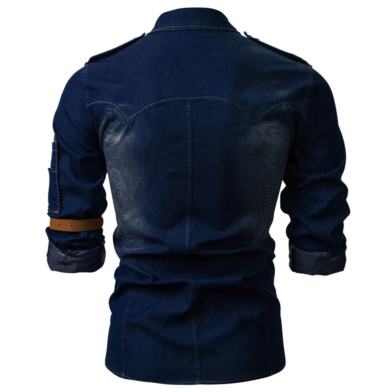 Потертая джинсовая рубашка Camisa Masculina, мужская повседневная приталенная джинсовая рубашка с длинным рукавом, умная ковбойская рубашка, модная Мужская одежда Женская сорочка Homme