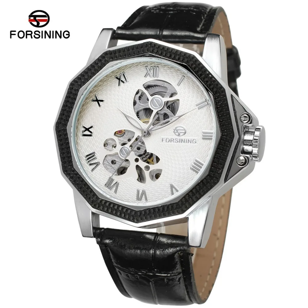 

Forsining Automatic Machine Movement Roman Numerals Hollow out Retro Mechanical Wrist Watch