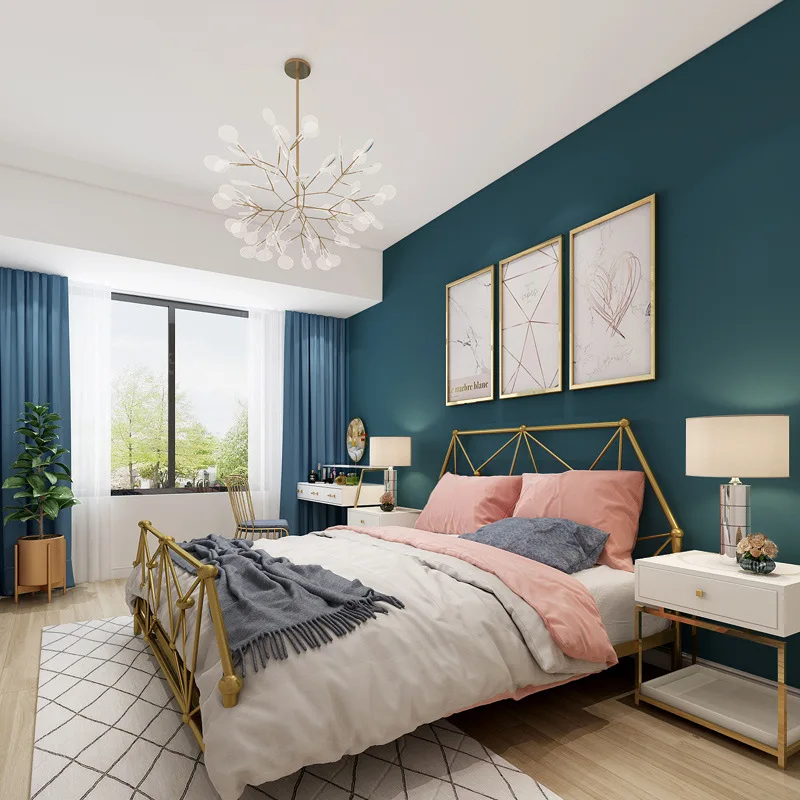 

[Waterproof Stain-Resistant] Dark Green Wallpaper Modern Minimalist Nonwoven Fabric Silk Wallpaper Plain Color Versatile