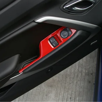 

Car Windows Lift Switch Panel Cover Trim Bezel Red For Chevrolet Camaro 2017+