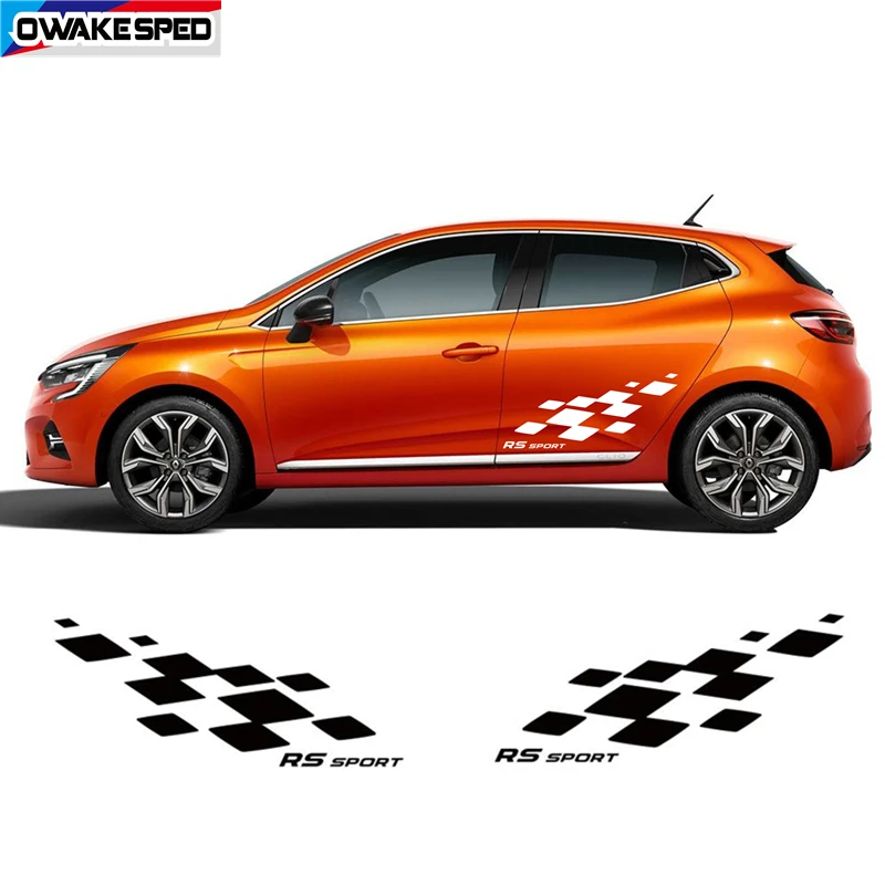 RS Sport Styling Auto Tür Seite Decor Aufkleber Racing Gitter Grafiken  Vinyl Aufkleber Für Renault Clio Auto Körper Angepasst Aufkleber -  AliExpress