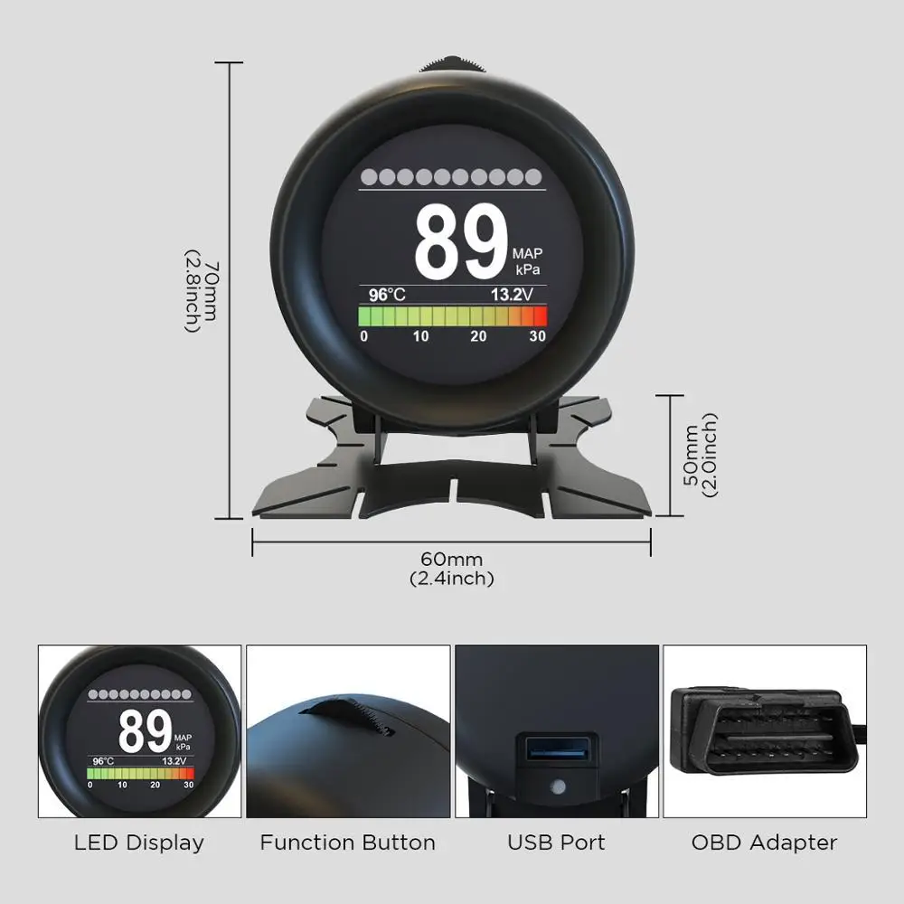 HUD OBD2 + GPS Auf-board Computer Head up Display Auto-tachometer Turbo Öl  Druck Wasser Temp GPS Tacho für Benzin Auto - AliExpress