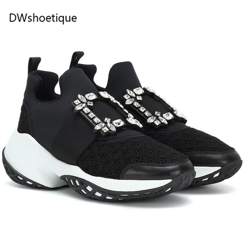

Crystal women sports shoes platform leather slip on women sneakers