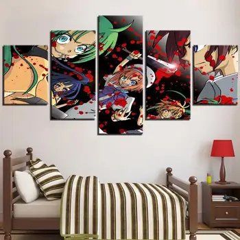

5 Pieces Fighting Canvas Painting Blood And Soldiers Wallpapers Animation Posters Cartoon For Home Room Decor Artwork Modern Boy