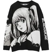 2021 Autumn Cotton Pullover Mens Hip Hop Streetwear Harajuku Sweater Vintage Retro Japanese Style Anime Girl Knitted Sweater