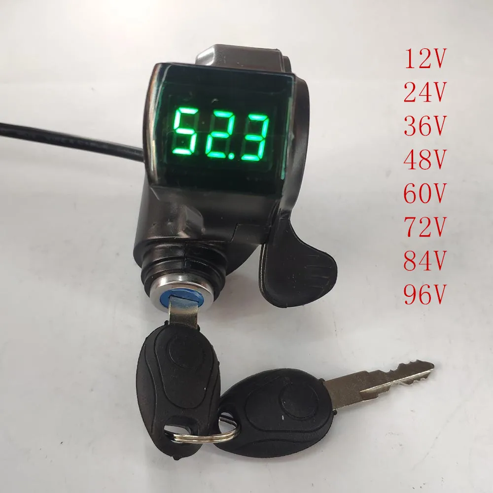 Electric bike throttle Electric bike parts 12V 24V 36V 48V 60V 72V ebike Bike thumb throttle with key lock LCD Display gas for electric bicycle/scooter/e-bike