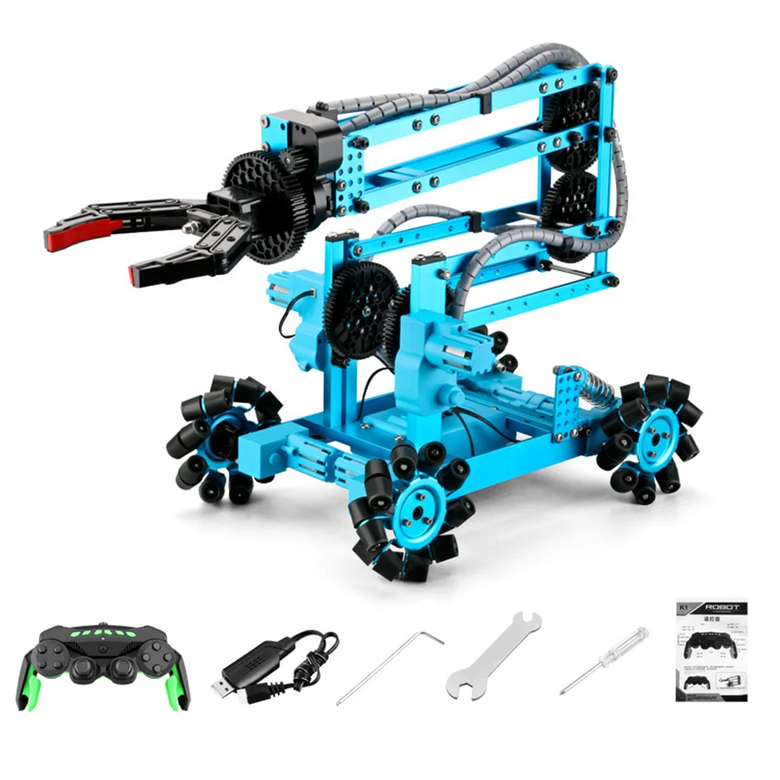 

DIY Assembly Mech Remote Control Crawler Alloy Car Walkable Sniper Warrior Mechanical Arm Model Kit with Omni-directional Wheels