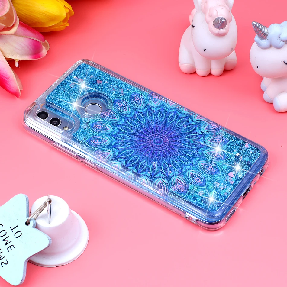Модный чехол для телефона с блестками и зыбучим песком Huawei Honor View 20 V20 8X 7A Y6 Prime P10 Lite