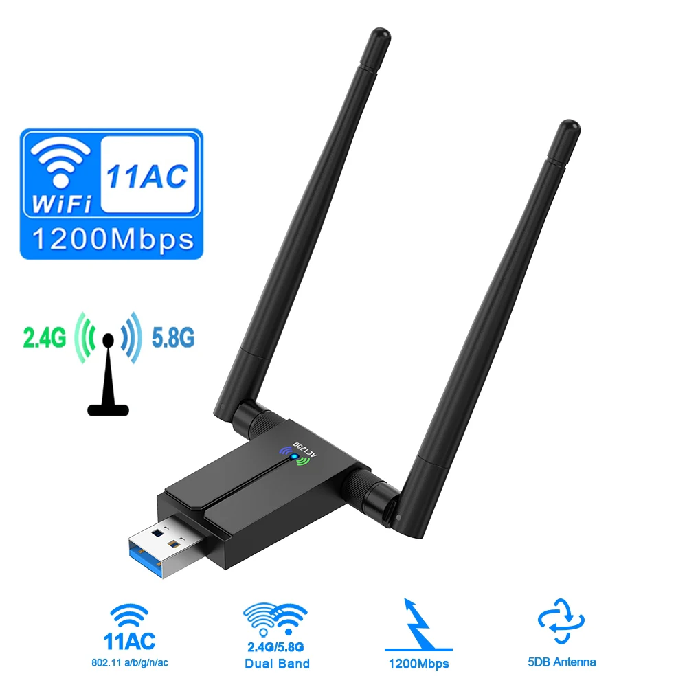 Новый мощный 5G/2 4G Wi-Fi USB 3 0 адаптер Беспроводной AC 1300 Мбит сетевой карты Realtek 8812BU