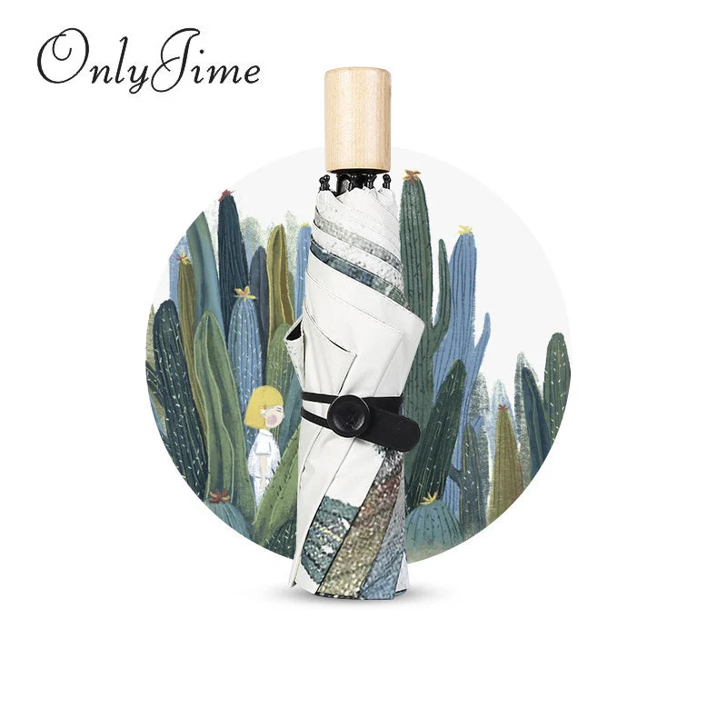 Только Jime складные зонты для женщин кактус завод три Высокое качество