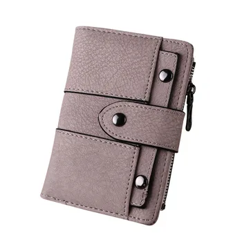 

Maison Fabre Retro Rivets Women Wallets Leather Zipper Wallets With Coin Pocket Cash Clutch Bag Simple Short Wallet