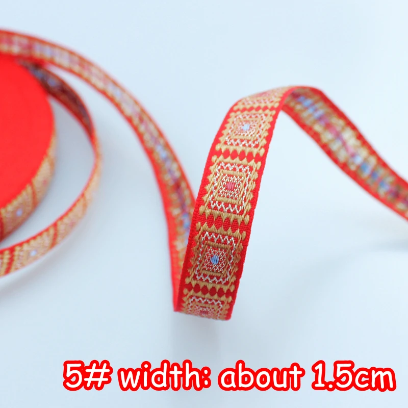 8 ярдов DIY Одежда ручной работы швейная кружевная отделка головной убор платье серьги аксессуары китайский красный стиль жаккардовые ленты кружева - Цвет: 5