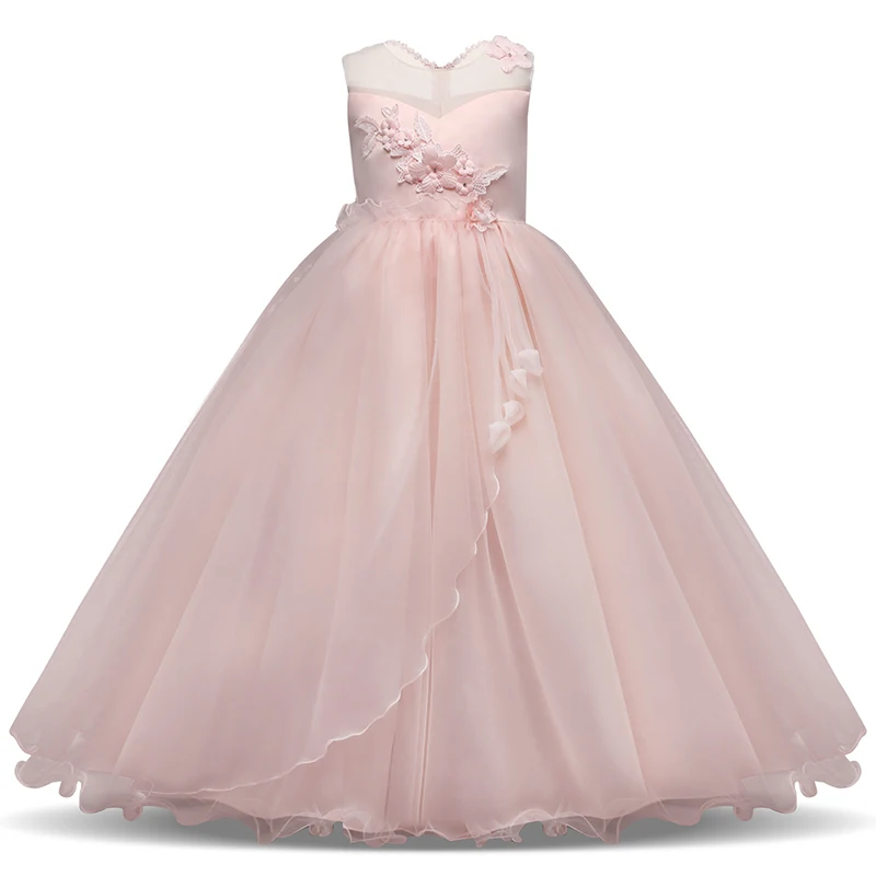 Style3 Pink Платье для девочек; свадебное платье; вечерние платья принцессы для девочек с открытой спиной; костюм с блестками и бантом; детское Пышное длинное платье; От 5 до 14 лет - Цвет: Style3 Pink