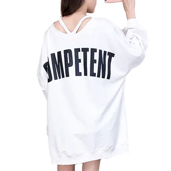 

Ins Hot 2019 New V Neck Loose Plus Size Letter Print Oversize Sweatshirt Women Pullover Womens Clothing