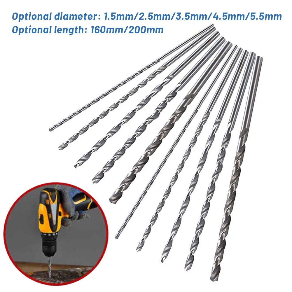 Drill Bit Set 1pc 160-200mm Diameter 1.5-5.5mm High Speed Steel Extra Long