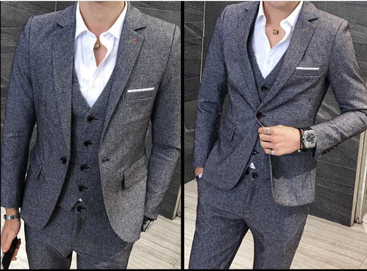 

2017 yards on the new man suit fashion party dresses Pure color three-piece suit