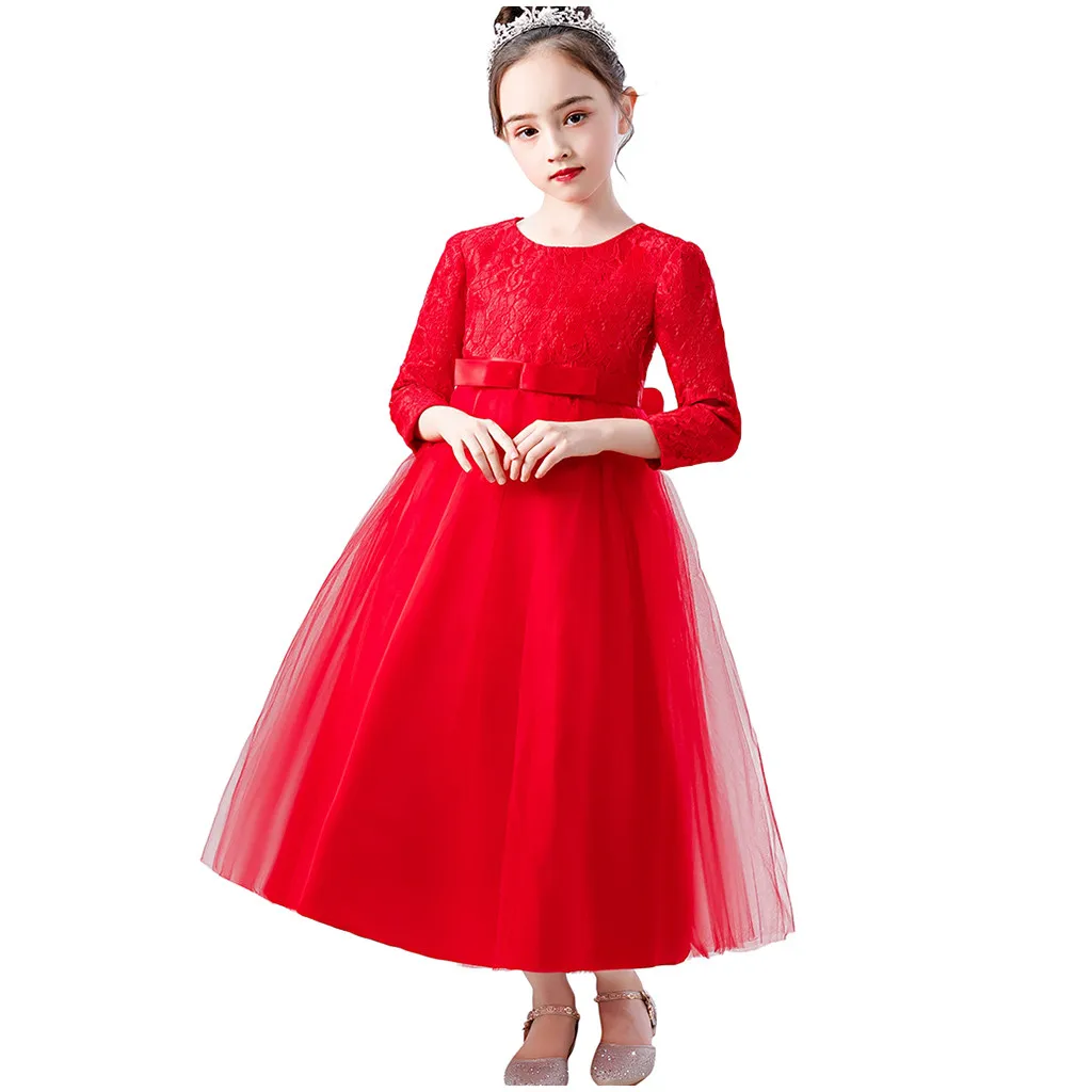 Модное изящное однотонное платье для маленьких девочек; Пышное Платье принцессы подружки невесты; длинное однотонное платье с принтом для дня рождения, вечеринки, свадьбы