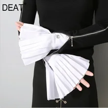 [DEAT] Spring Fashion New Korean Solid Color White Blue Black Pleated Buttons False Cuff Oversleeve Cuff All-match ASS30080