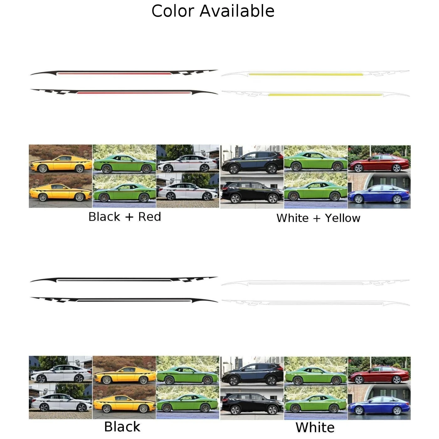 2pcs Auto Car Body Side Stripes Vinyl Graphics Stickers Decals Replacement Parts