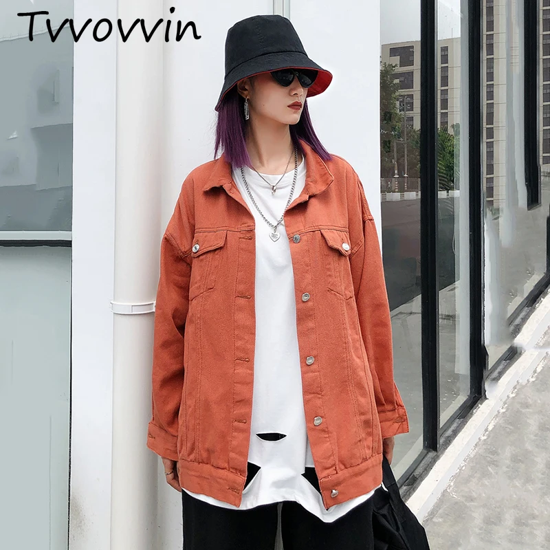 

TVVOVVIN 2019 Spring Autumn Lapel Long Sleeve Loose Pocket Metal Button Loose Big Size Oversize Jacket Women Coat Fashion C617