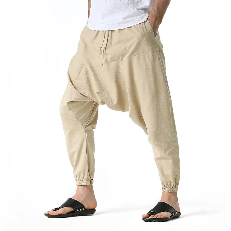 Linha de Algodão Calça Masculina Calça jogger masculina de linho