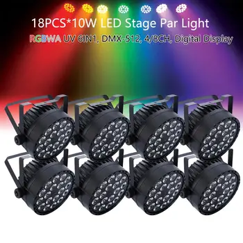 

8x RGBWA UV 6 in 1 Stage Washer Par Light 180W LED DJ Show DMX Concert US STOCK