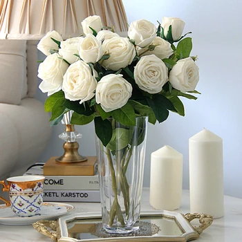 

Artificial Rose Flower Bouquet Fake Flowers Decorative Flowers for Bridal Wedding Sweet Home Decoration Peony Rose Flower
