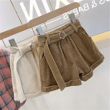 Новинка года, модная детская одежда вельветовые штаны для маленьких девочек Однотонные детские хлопковые шорты для девочек осенние шорты для малышей возрастом от 2 до 6 лет