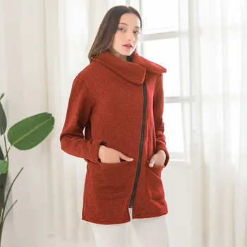 

2019 Autumn warm solid coat Womens Casual Jacket Coat Long Zipper Sweatshirt Outwear Tops@9