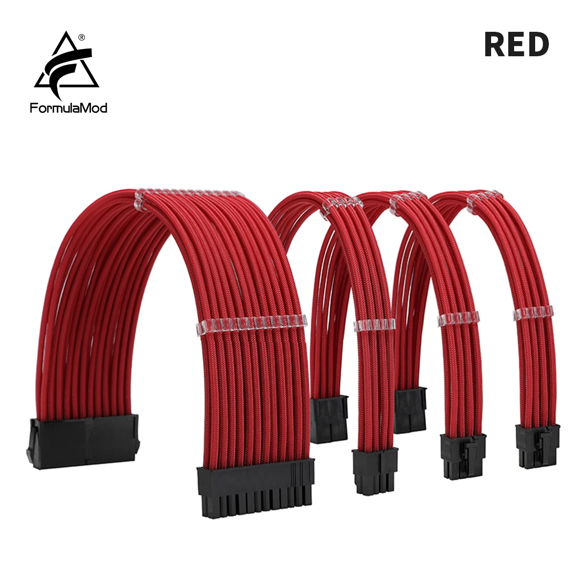 FormulaMod NCK1 Series PSU Extension Cable Kit , Solid Color Cable Solid Combo 300mm ATX24Pin PCI-E8Pin CPU8Pin With Combs  