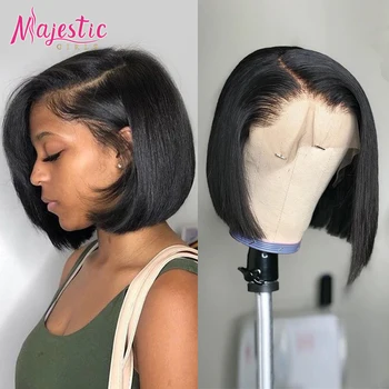 

Short Human Hair Wigs Lace Frontal Wig Straight Bob Lace Front Wigs Peruvian Lace Front Human Hair Wigs