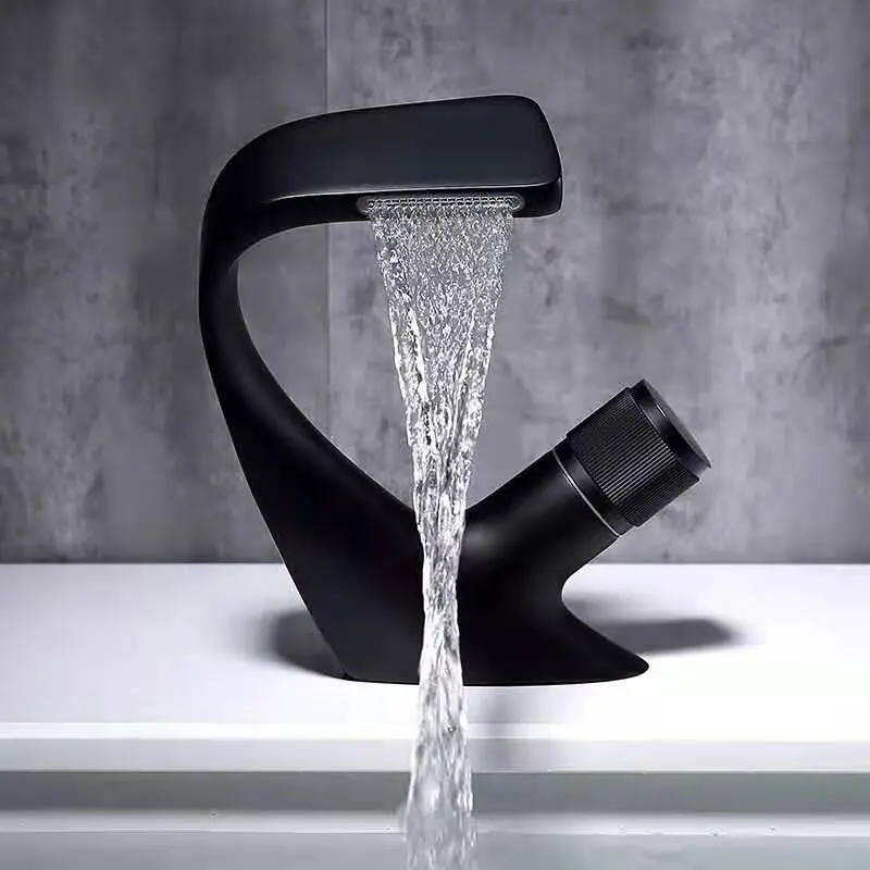 

Free ship Modern BLACK /CHROME COLOR Bathroom washbasin Sink Vessel Faucet Deck Mount Mixer Tap NEW