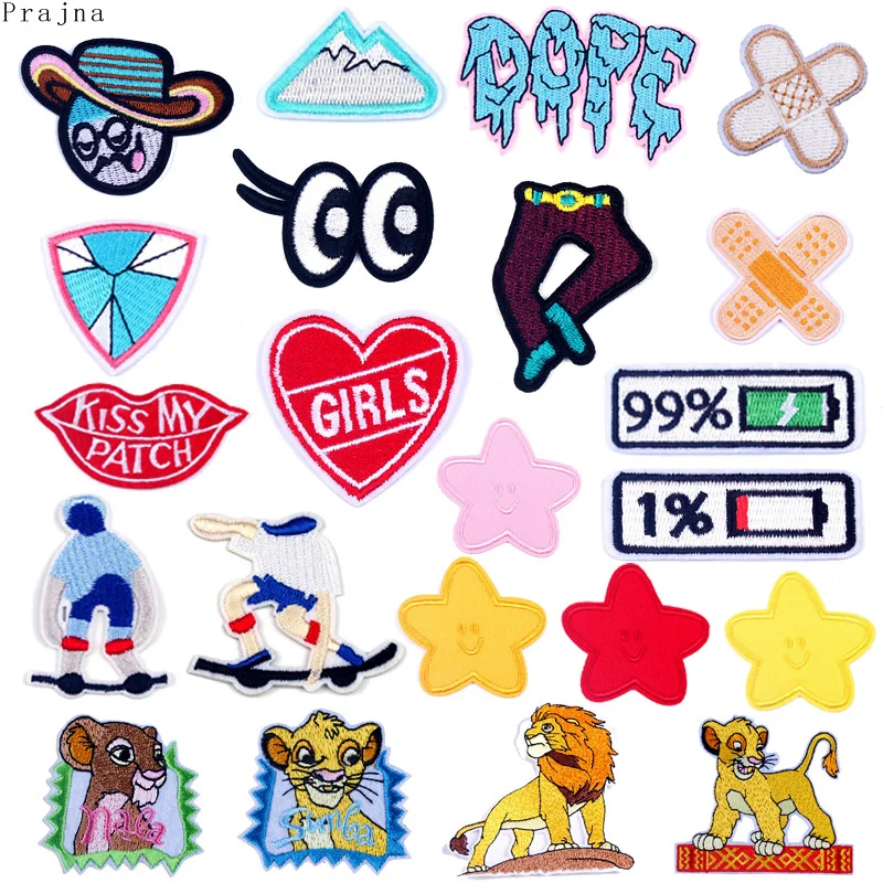 

Prajna Stranger Things Bandage Patch GIZMO Gremlin Lion king Patch Iron On Embroidered Patches For Clothes Stripes Stickers DIY