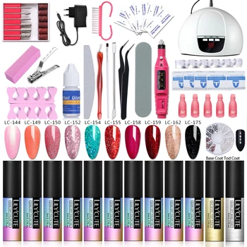

LILYCUTE UV Gel Nail Polish Set 5ML Gel Nail Varnish Tools Nail Gel Kit Nail Art Push File UV Lamp Gel Set Long Lasting Gel Nail