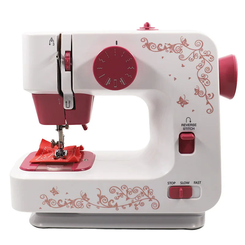 US $71.24 Wholesale High Quality Automatic Household Sewing Machine Pink Overlock Sewing Machines Battery Operated 12 Stitches DIY