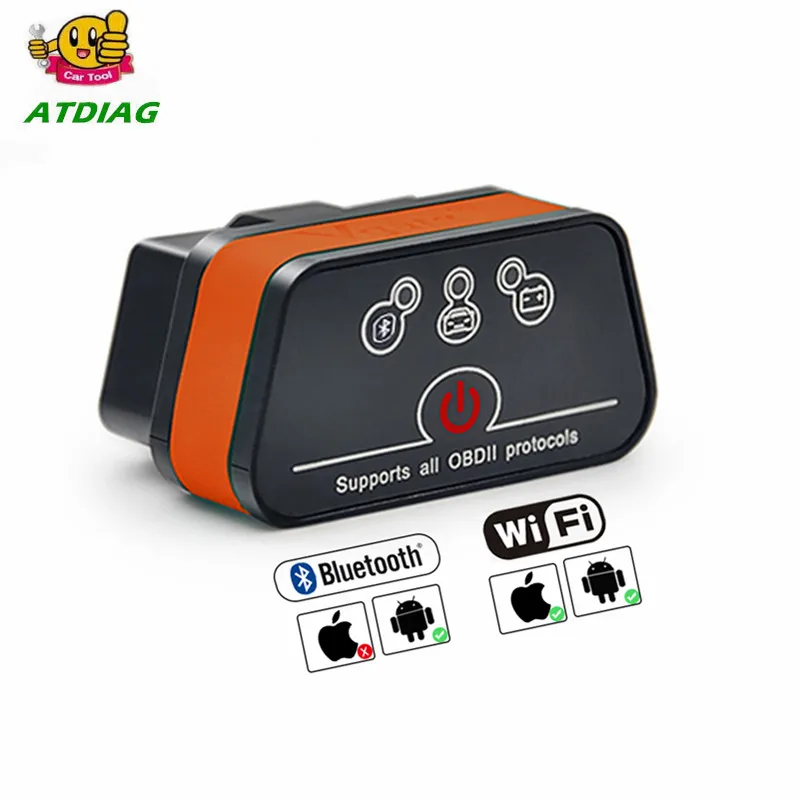 Адаптер диагностический автомобильный Vgate iCar2 ELM327 V2.1 для разъема OBD2 wifi Bluetooth
