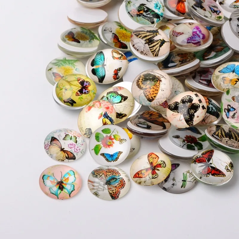 Random Round Foto Gemischt Glas Cabochons 20mm 25mm Dome Flatback Schmuck, Die Entdeckungen 100/200 teile/los – Detail 2