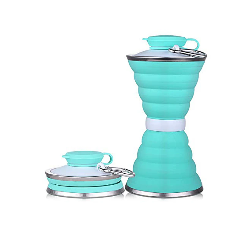 Blue Evilto, 500 мл, силиконовая складная бутылка для воды, Спортивная бутылка, для улицы, телескопическая, для путешествий, портативная, складная бутылка, чашка для кофе - Цвет: Blue