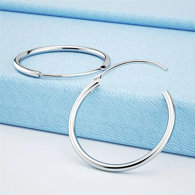 DALARAN Hoop Earrings 925 Sterling Silver Circle Round Huggie Hoop Earrings For Women Men Fashion Simple Jewelry 5